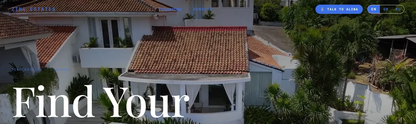Zinc Estates — homepage